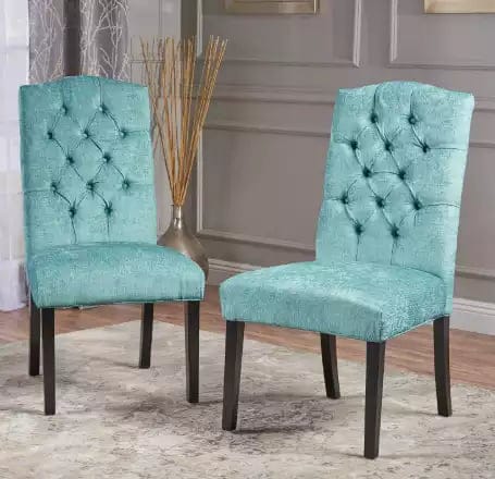 Clark Teal Green Soft Fabric Dining Chairs