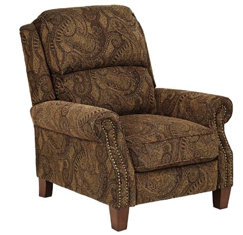 Beaumont Warm Brown Paisley Push-Thru Arm Three-Way Recliner