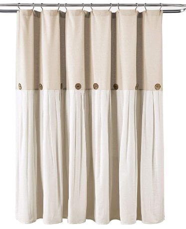 Lush Decor 72" X 72" Button Linen Shower Curtain