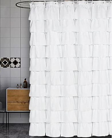 Volens White Shower Curtain for Bathroom