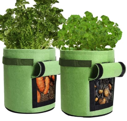 2 Pack Potato Grow Pots, Qaxlry Potatoes Growing Containers with Handles And Access Flap