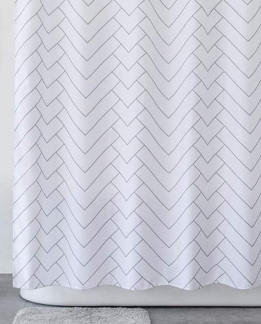 Aimjerry Hotel Quality White Striped Shower Curtain for Bathroom