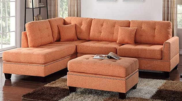 Poundex Bobkona Adolph Upholstered Sectional Sofa