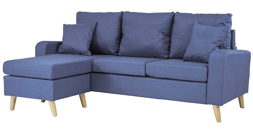 Divano Roma Furniture Modern Small Space Sectional Sofa With Reversible Chaise