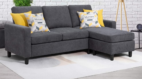 Walsunny Convertible Sectional Sofa With Reversible Chaise, L-Shaped For Small Space