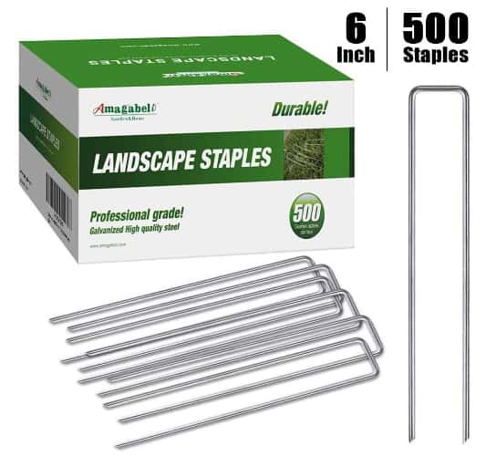 AMAGABEL 6-Inch Garden Stakes Galvanized Landscape Staples