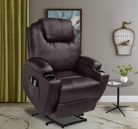 U-MAX Recliner Power Lift Chair, Leather Wall Hugger Recliner with Remote Control