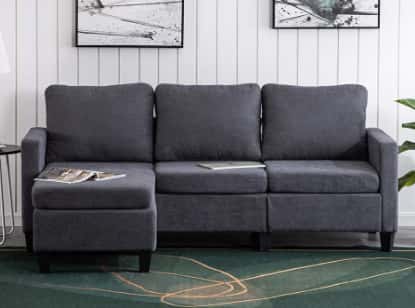 Bonnlo Convertible Sectional Sofa- L Shaped 3-Seater Sectional Sofas