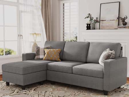 HONBAY Reversible Sectional Sofa Convertible Sectional L Shape Couch Under 300 