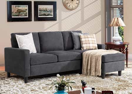 Walsunny Convertible Sectional Sofa Couch with Reversible Chaise