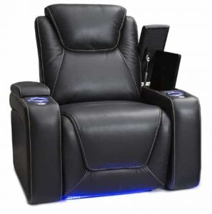  Seatcraft Power Recliner - Black Leather Recliner with Cup Holders and USB