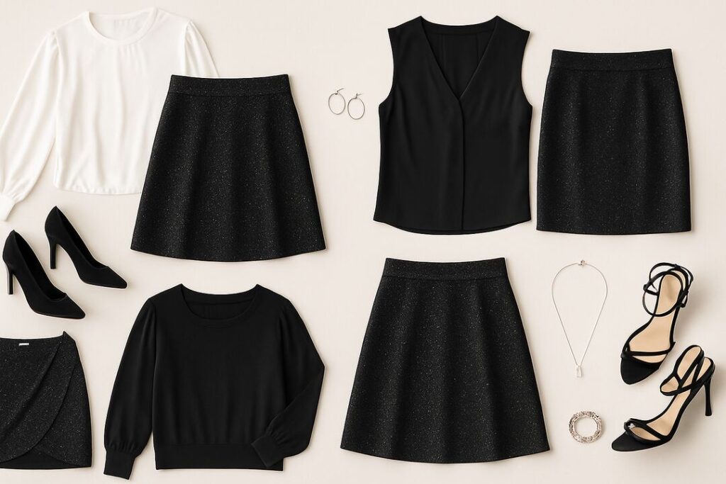 Black Glitter Skirt Outfit