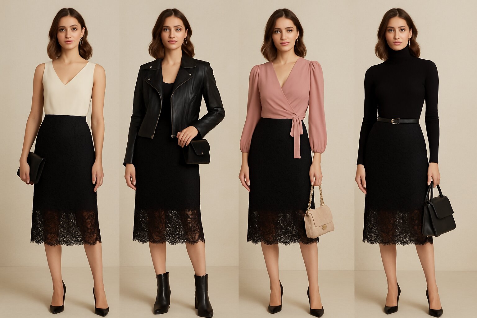 30+ Black Lace Skirt Outfit Ideas