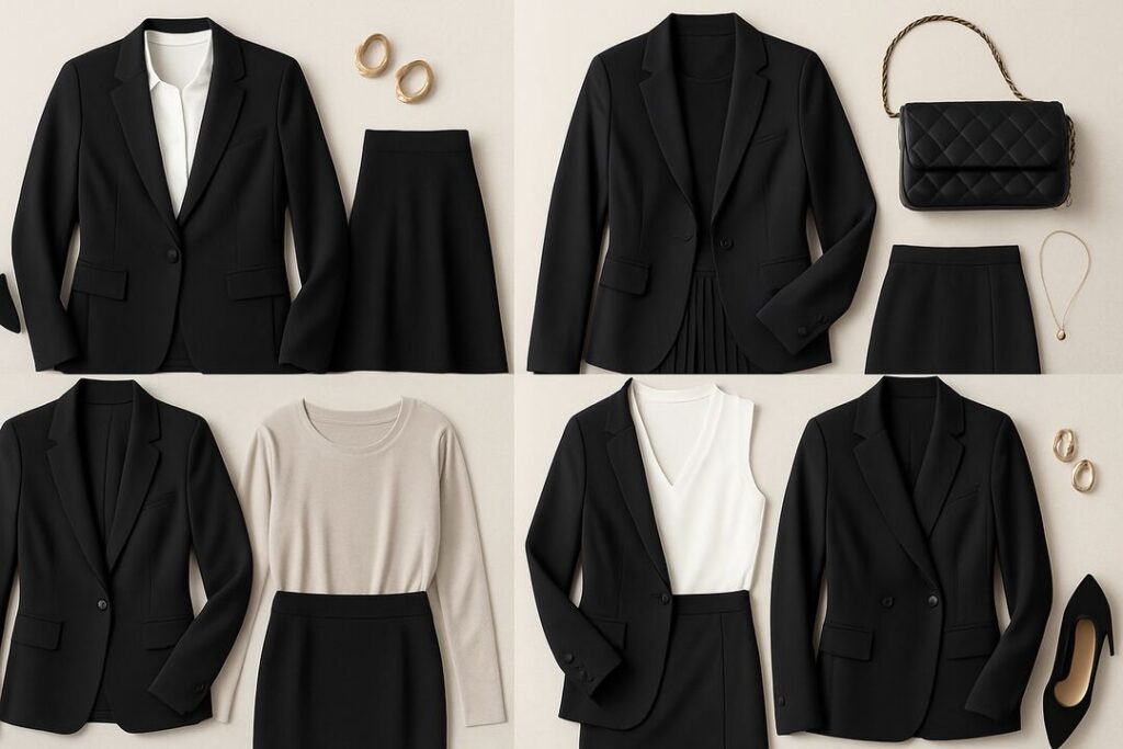 Black Skirt and Blazer Outfit