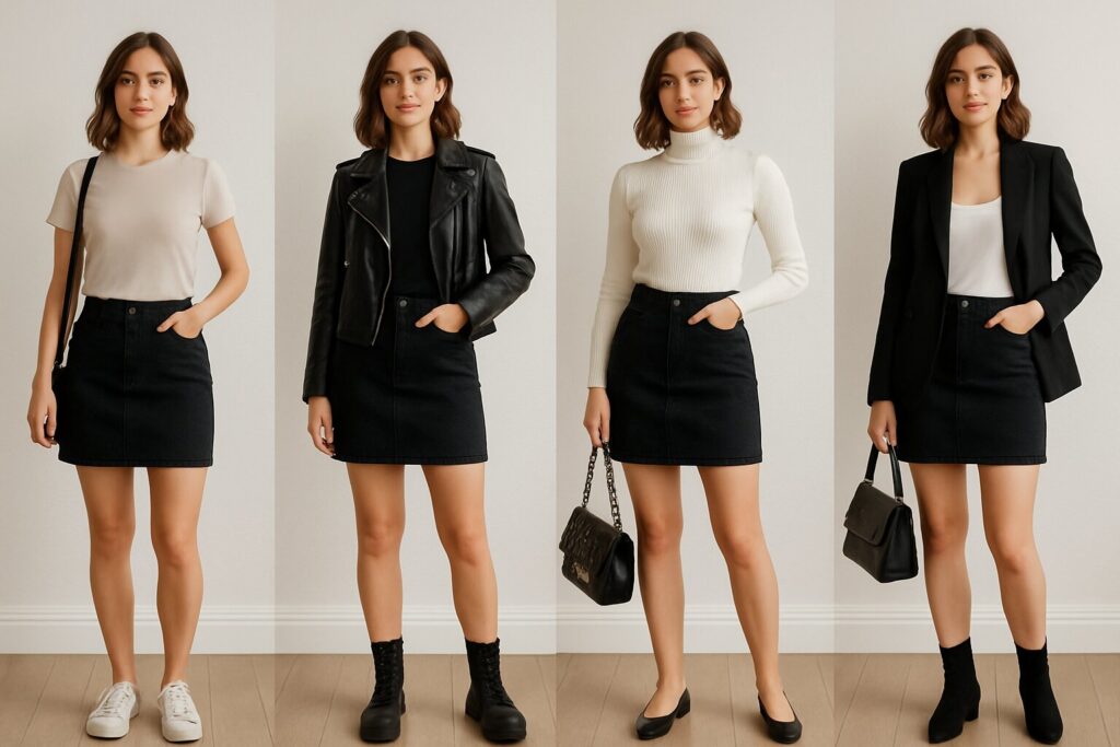 Black Denim Skirt Outfit