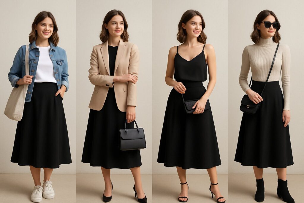 Black Midi Skirt Outfit