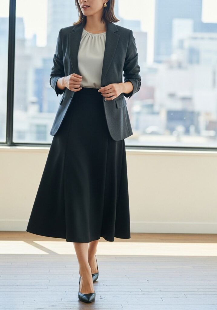 Black Midi Skirt with Blazer