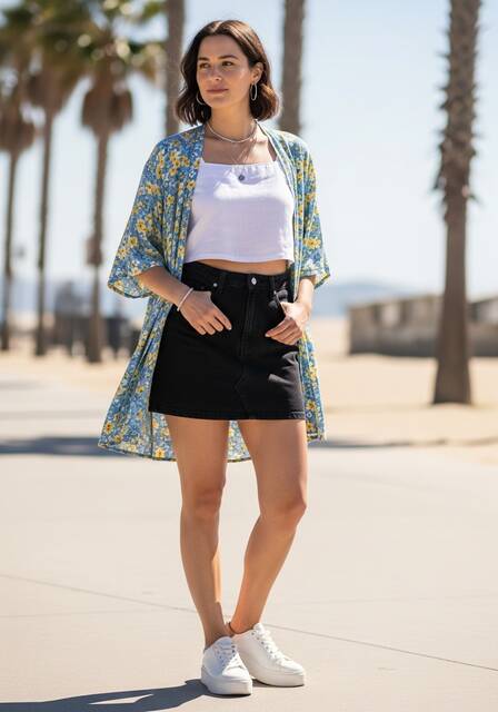 Black Skirt with Crop Top
