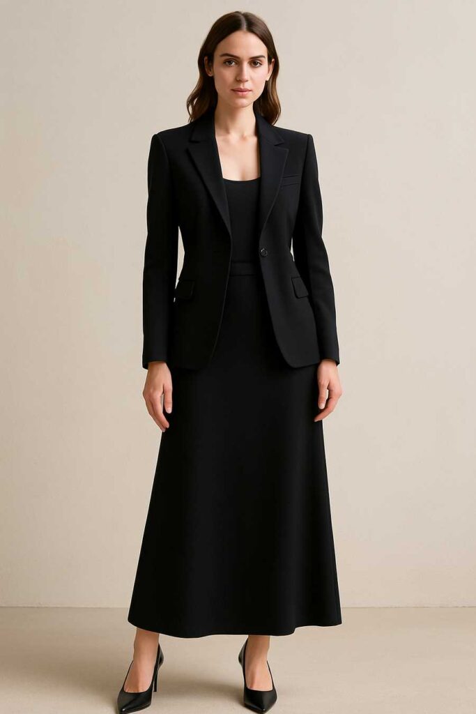 Long Black Skirt with Blazer