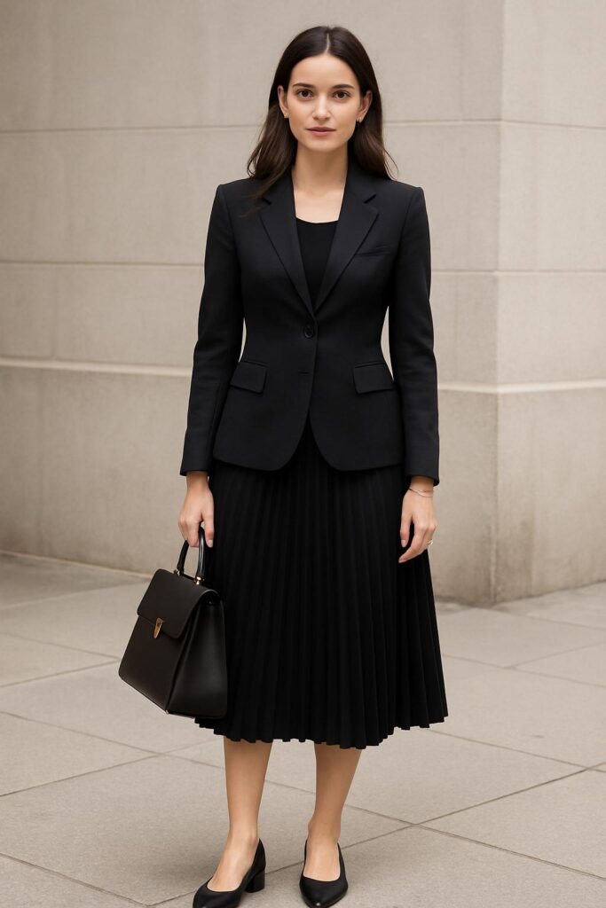 Pleated Skirt with Blazer