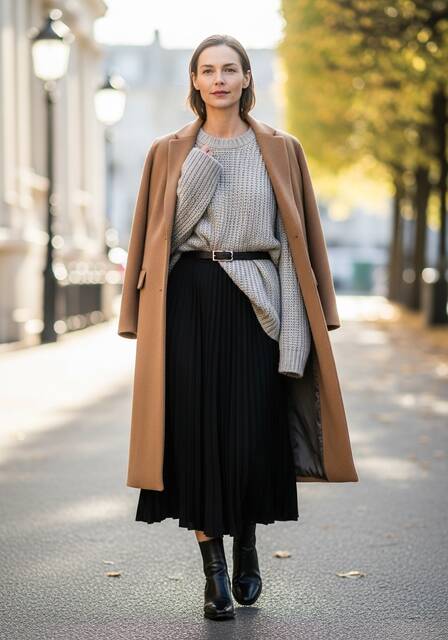 Pleated Skirt with Oversized Sweater