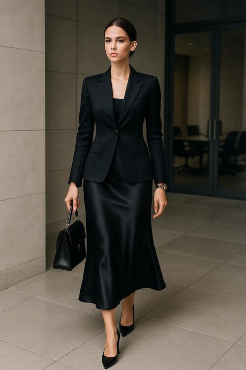 Silk Skirt with Blazer