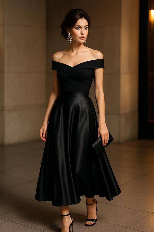 Silk Skirt with Off-Shoulder Top