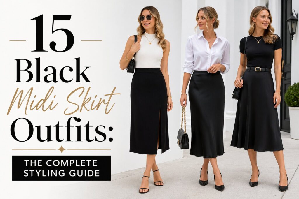 15 Black Midi Skirt Outfits