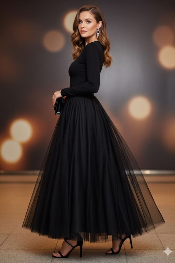Black Tulle Skirt with Fitted Top