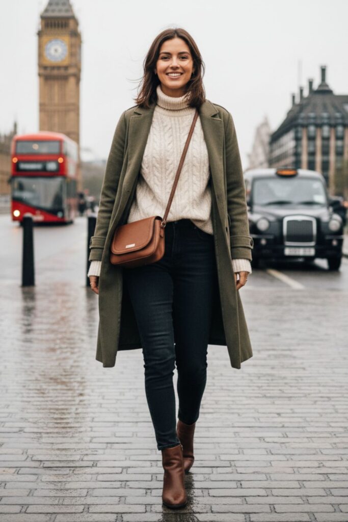 Casual Coat with Jeans and Sweater
