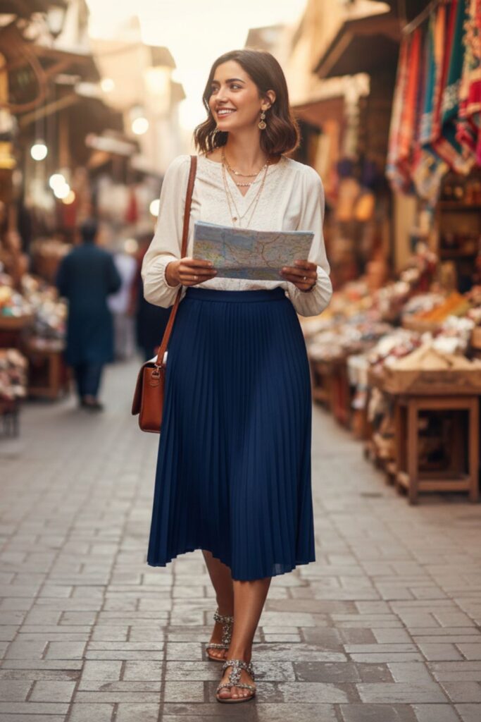 Midi Skirt with Blouse