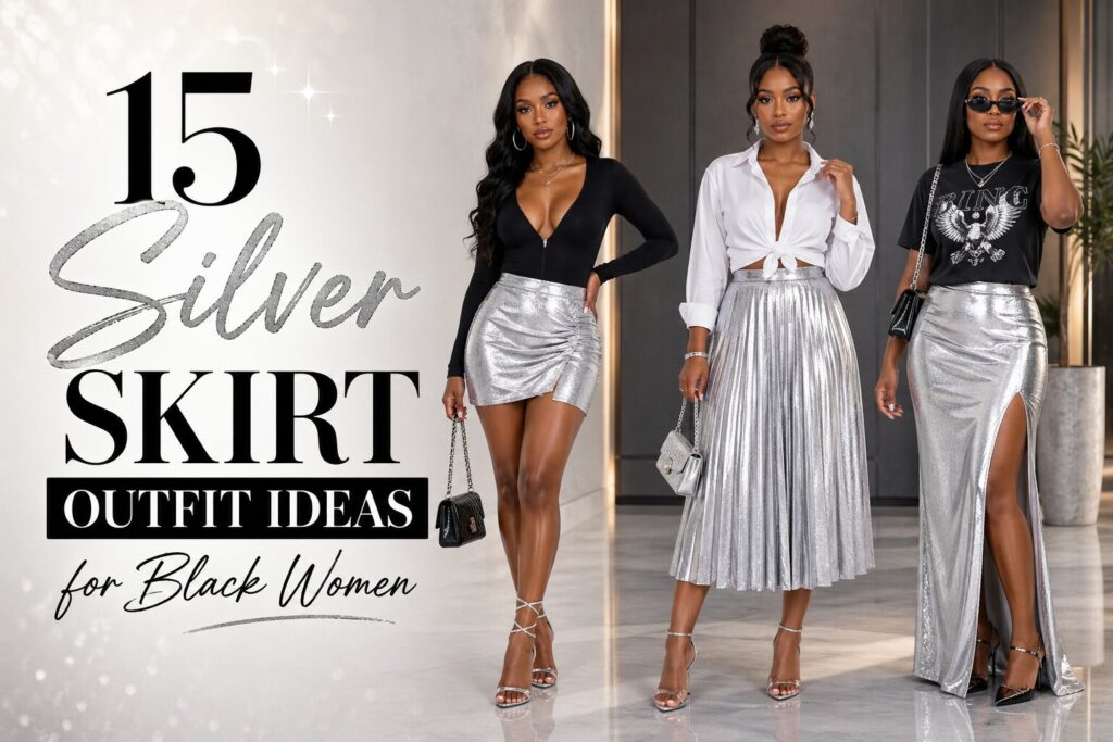 Silver Skirt Outfits Black Women