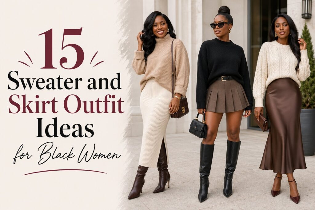 Sweater and Skirt Outfits for Black Women