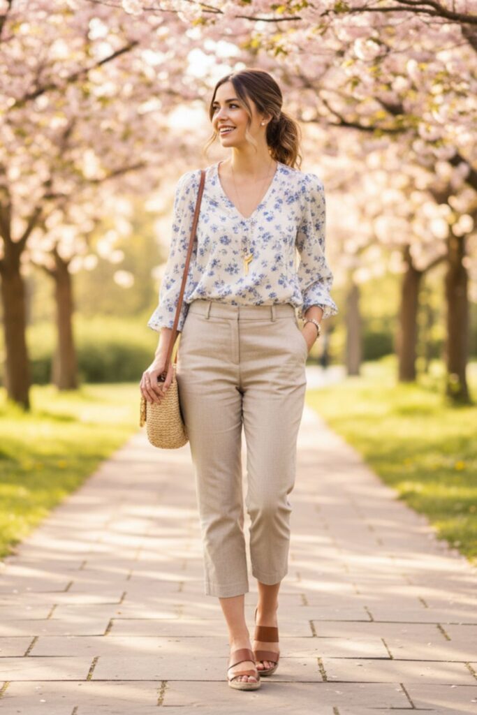 Blouse with Capri Pants