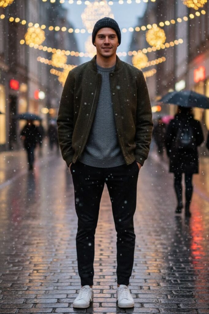 Bomber Jacket with Sweater and Joggers
