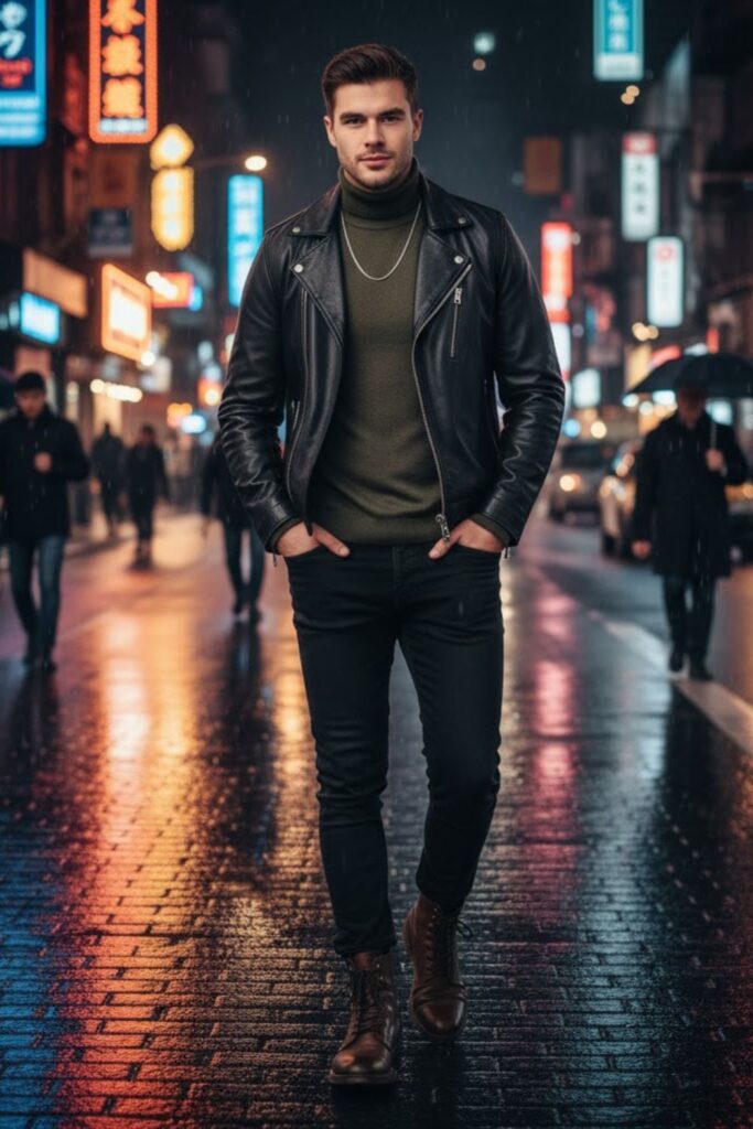 Bomber Jacket with Turtleneck