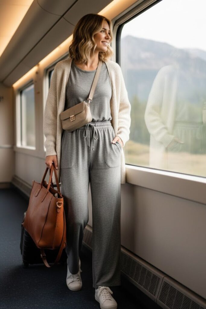 Comfortable Jumpsuit with Sneakers