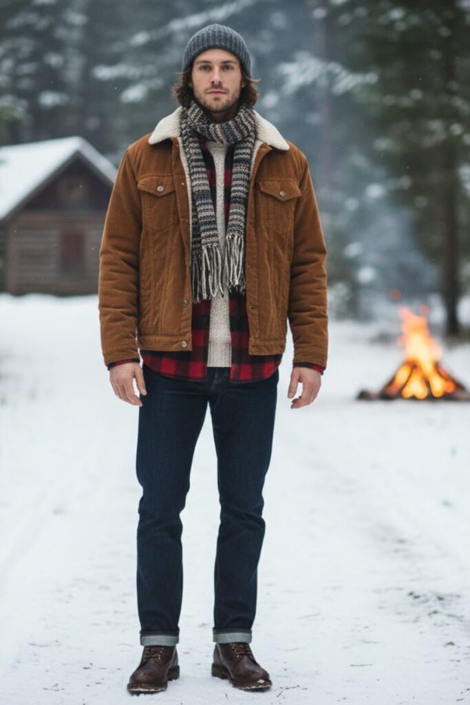 Corduroy Jacket with Denim Jeans