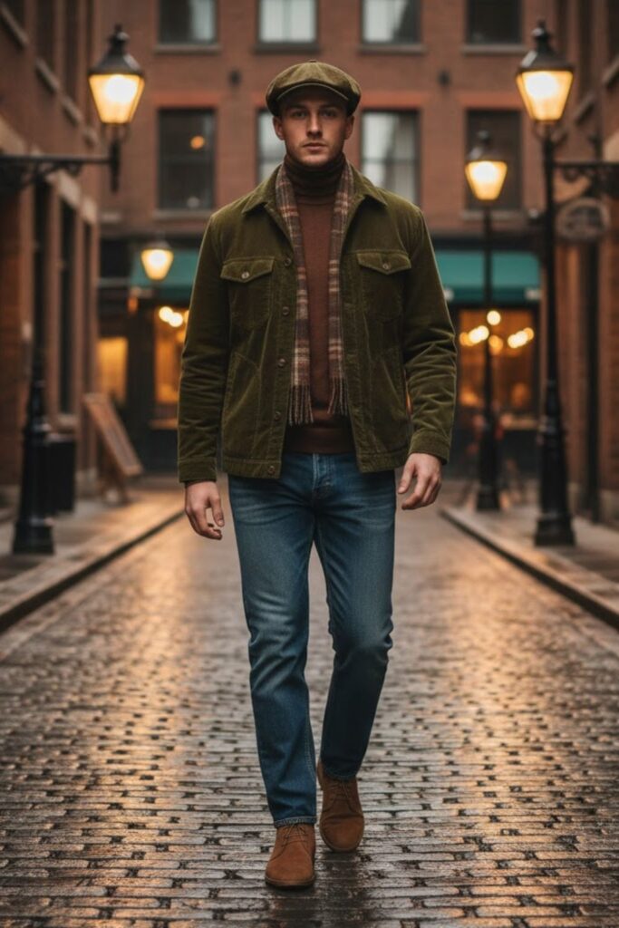 Corduroy Jacket with Turtleneck