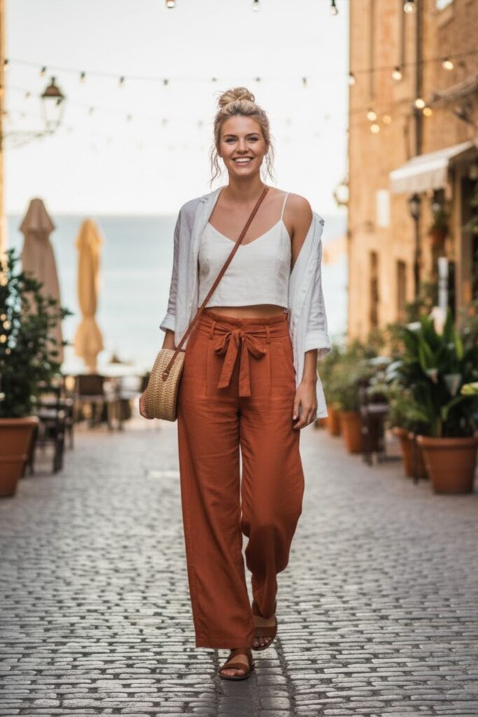 Crop Top with High-Waisted Pants