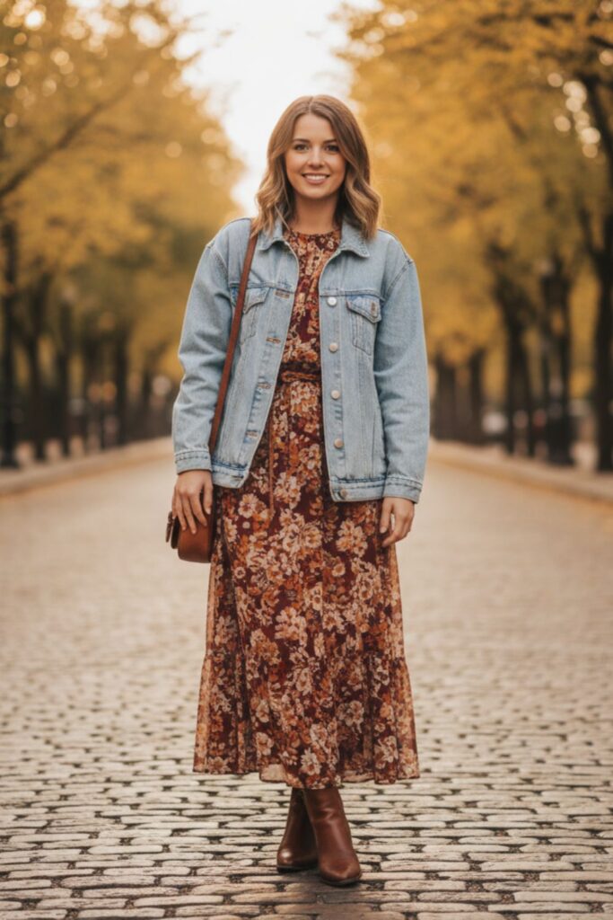 Denim Jacket with Maxi Dress