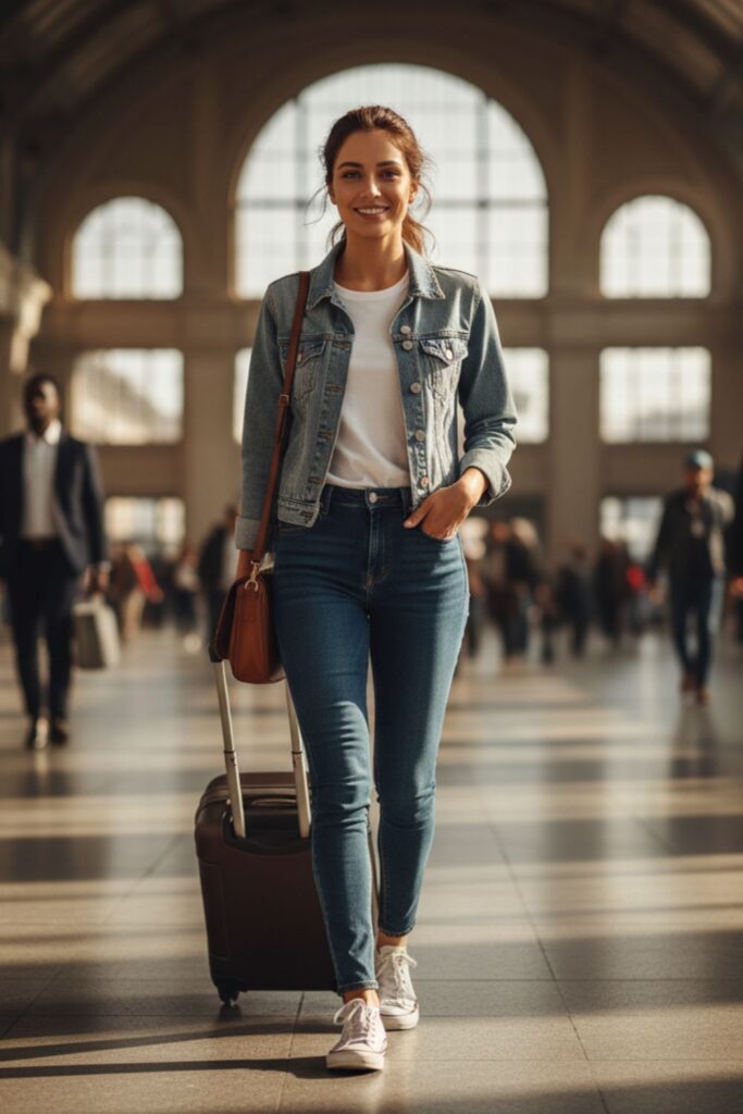 Denim Jacket with T-Shirt and Jeans