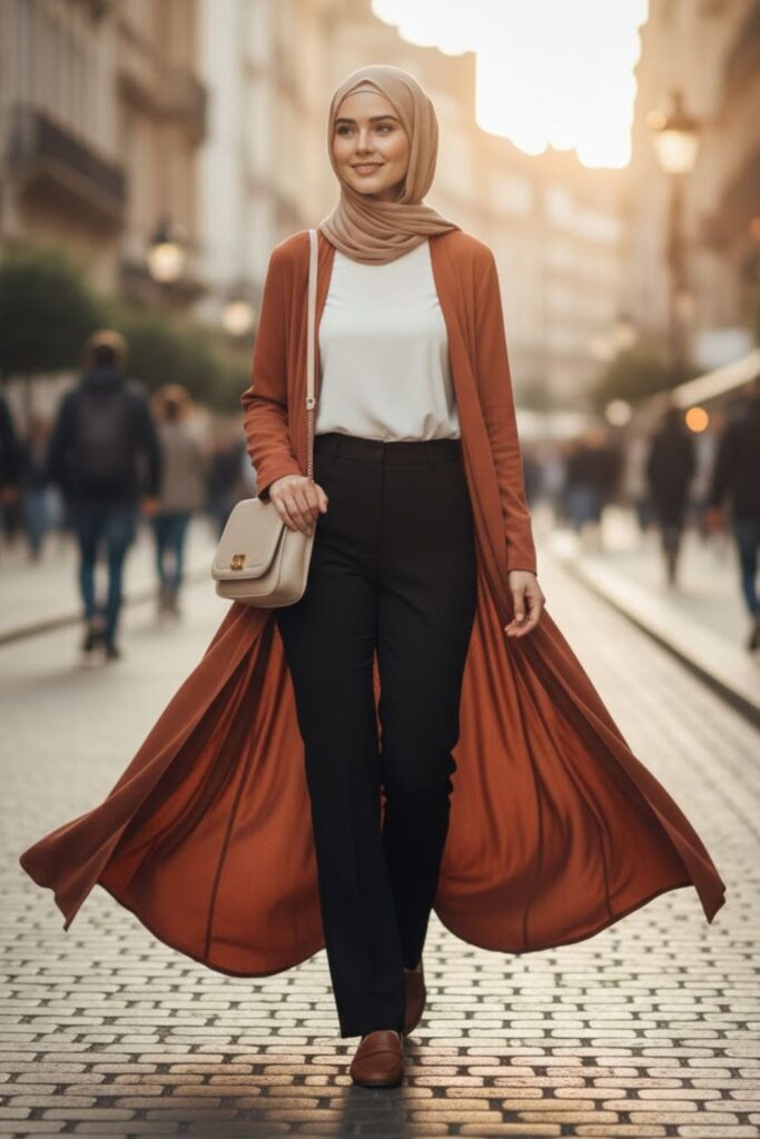 Duster Coat with Straight-Leg Pants