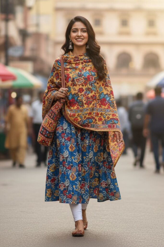Ethnic Shawl with Casual Dress