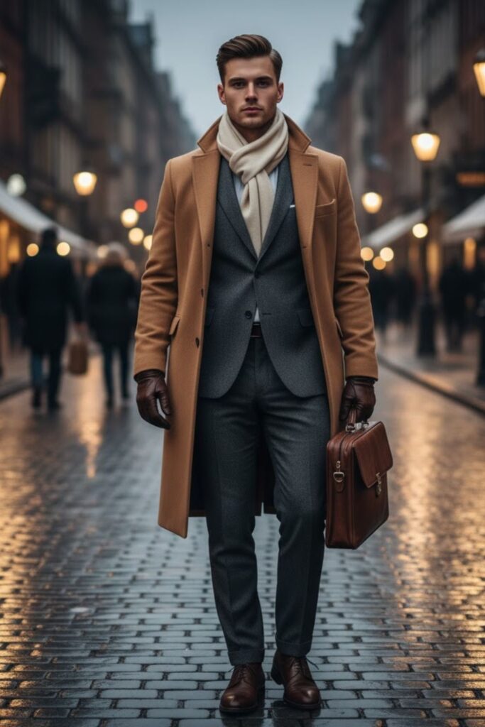 Flannel Suit with Overcoat and Scarf