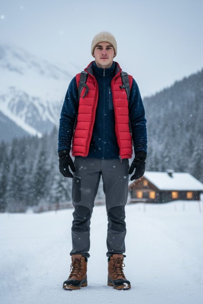 Fleece Jacket with Padded Vest and Hiking Pants