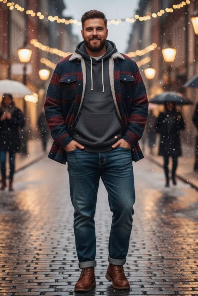 Hoodie with Overshirt and Relaxed Jeans