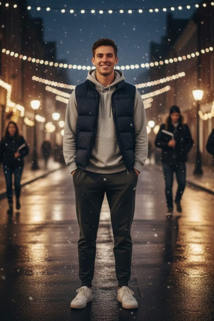 Hoodie with Puffer Vest and Joggers