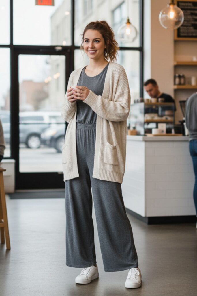 Jumpsuit with Lightweight Cardigan