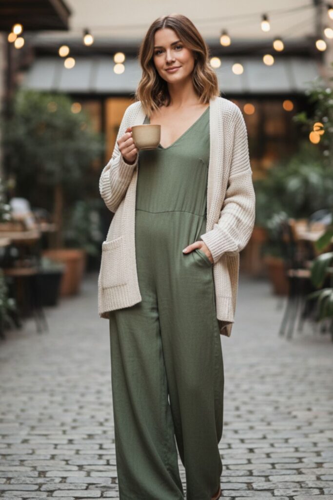 Jumpsuit with Lightweight Cardigan